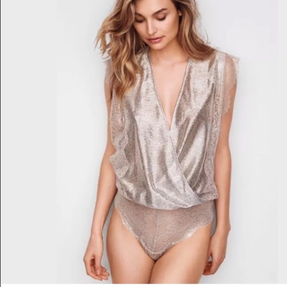Top Victoria's Secret Angels lace bodysuit shirt